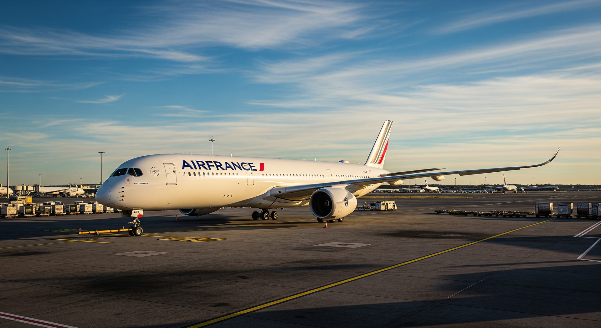 Air France A350 on the tarmac at an international airport