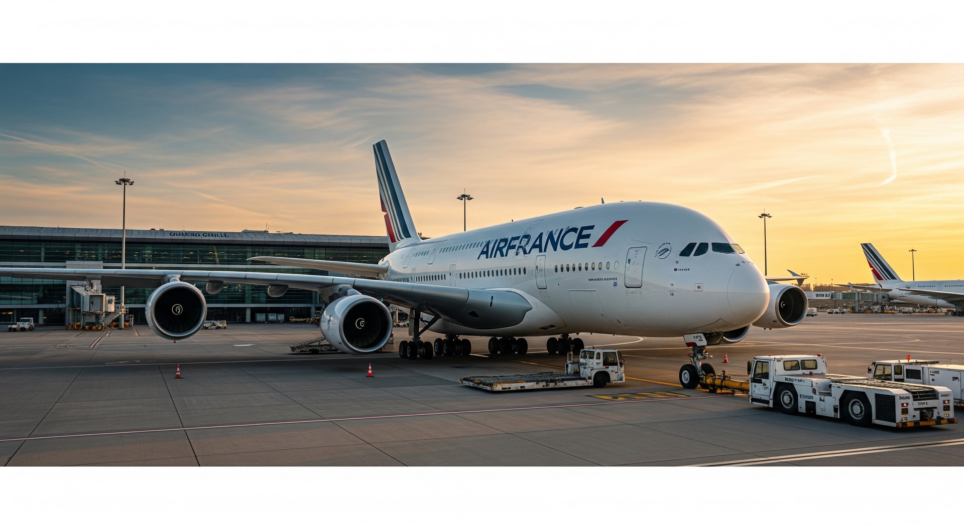 Air France aircraft at Paris Charles de Gaulle airport preparing for transatlantic departure