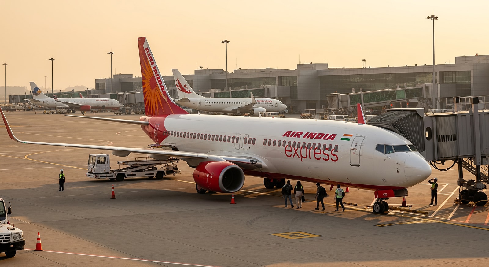 Air India Express aircraft at an airport gate, illustrating fleet growth and expanded low-cost connectivity for India travel