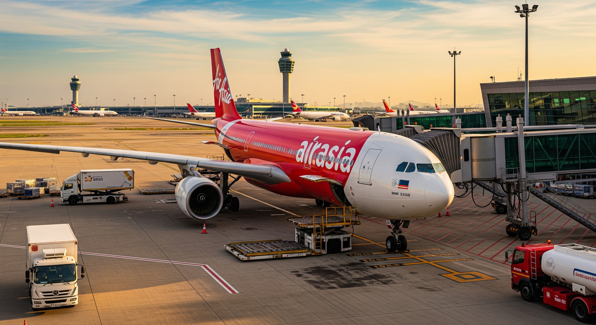 AirAsia X Airbus A330 preparing for long-haul service at an international airport