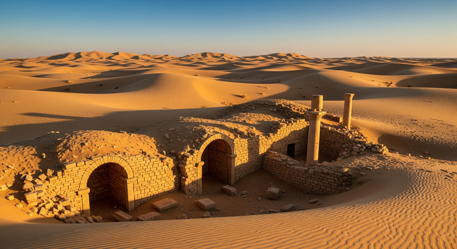 Algeria desert dunes and historical ruins highlighting tourism offerings