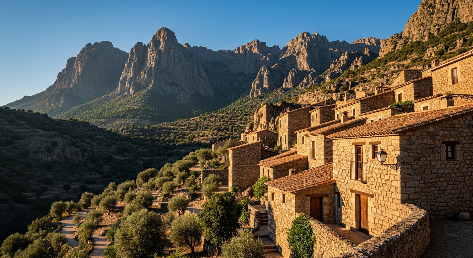Stone houses and mountain scenery in Alpuente, Valencia — hiking and historic architecture