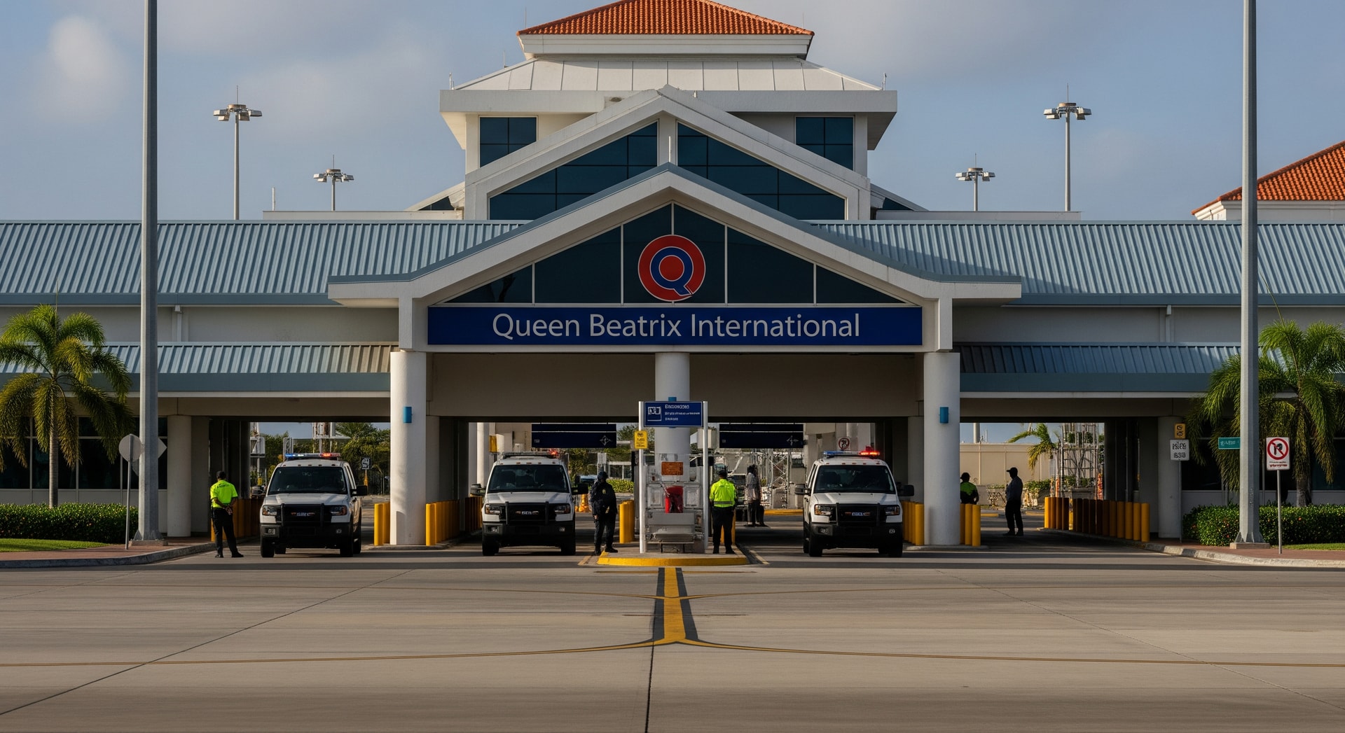 Queen Beatrix International Airport terminal area following a security shutdown in Aruba