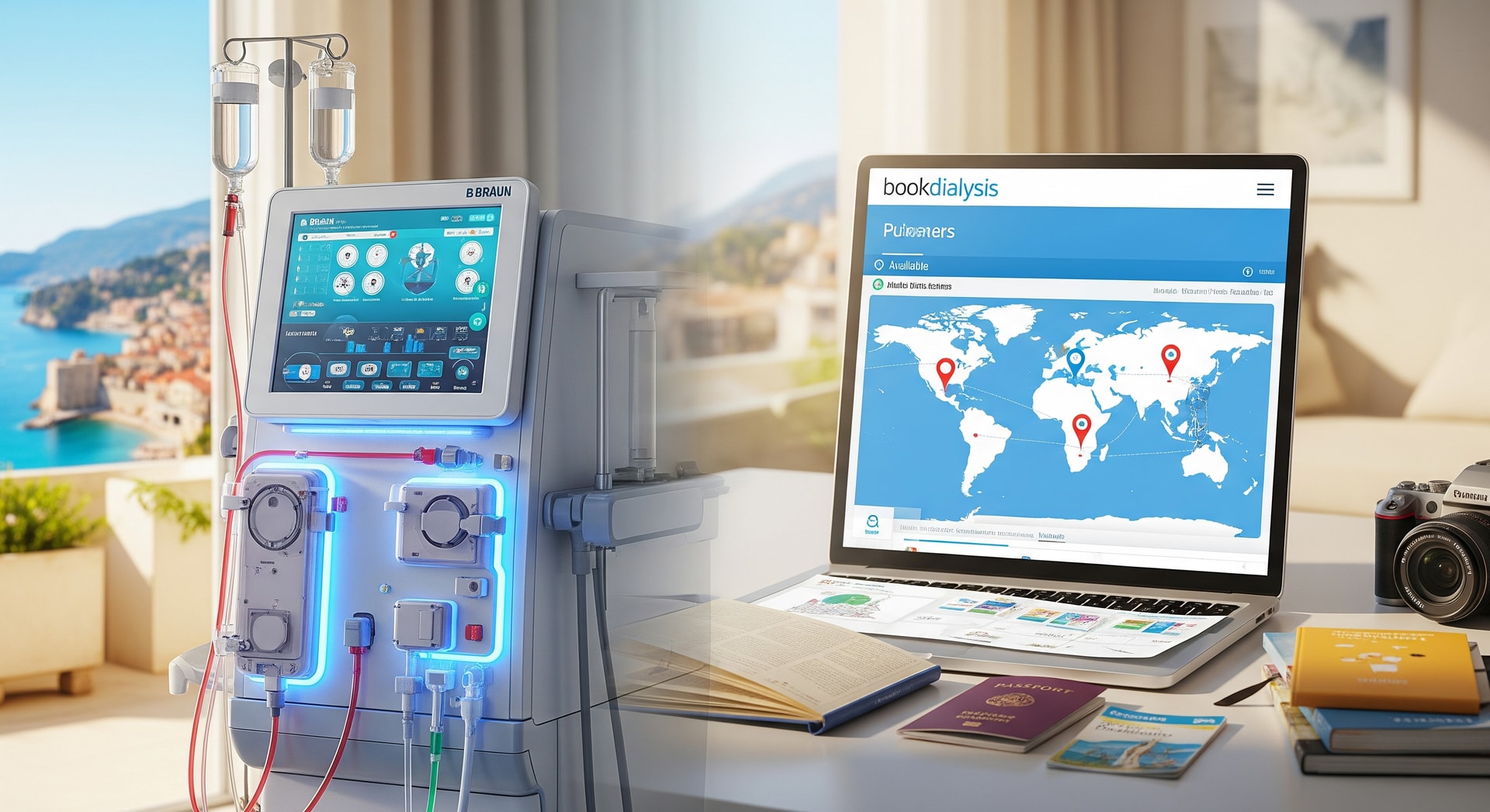 Partnership concept showing B. Braun and bookdialysis collaboration to support dialysis travel