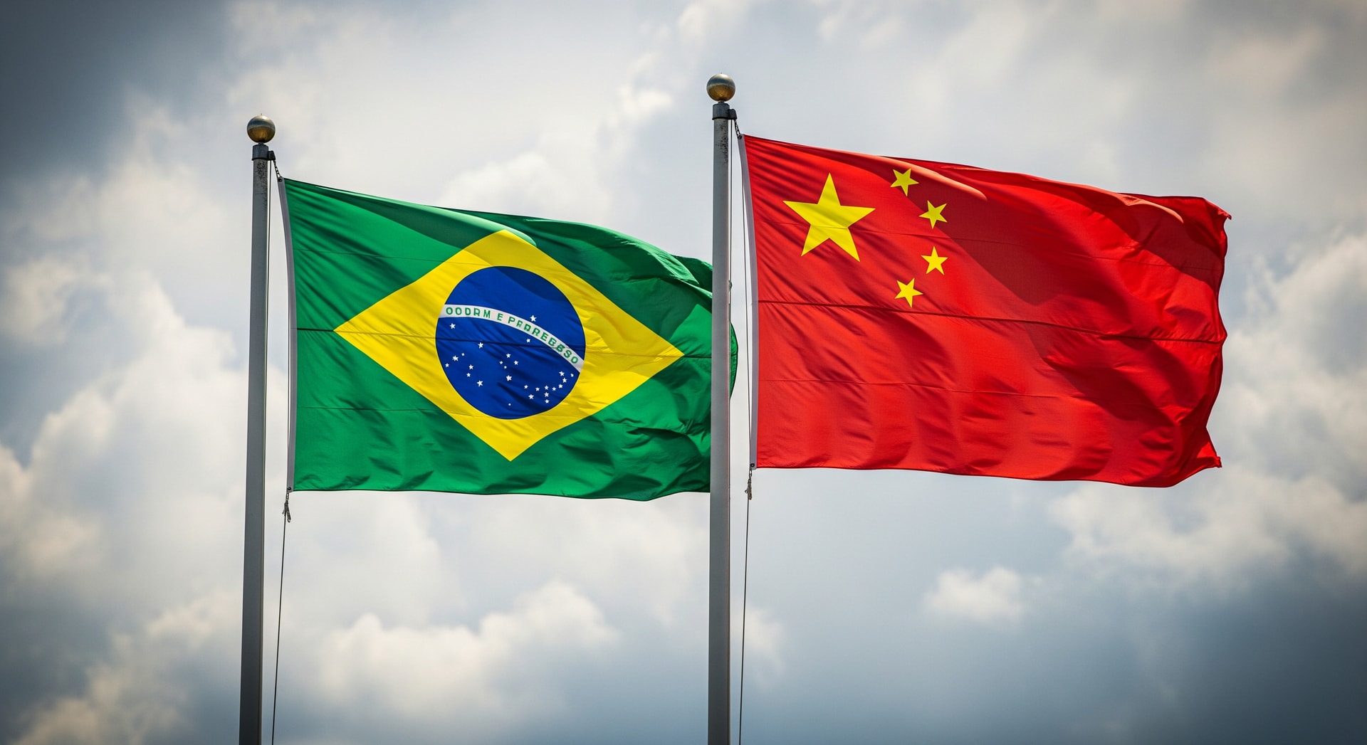 Brazil and China flags displayed side by side, symbolizing bilateral travel and trade ties