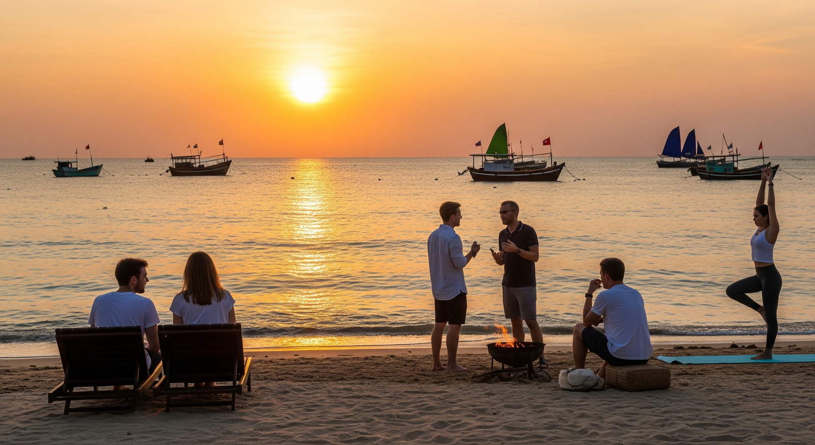 Tourists at a Vietnamese beach destination, reflecting growing Cambodia-Vietnam travel links