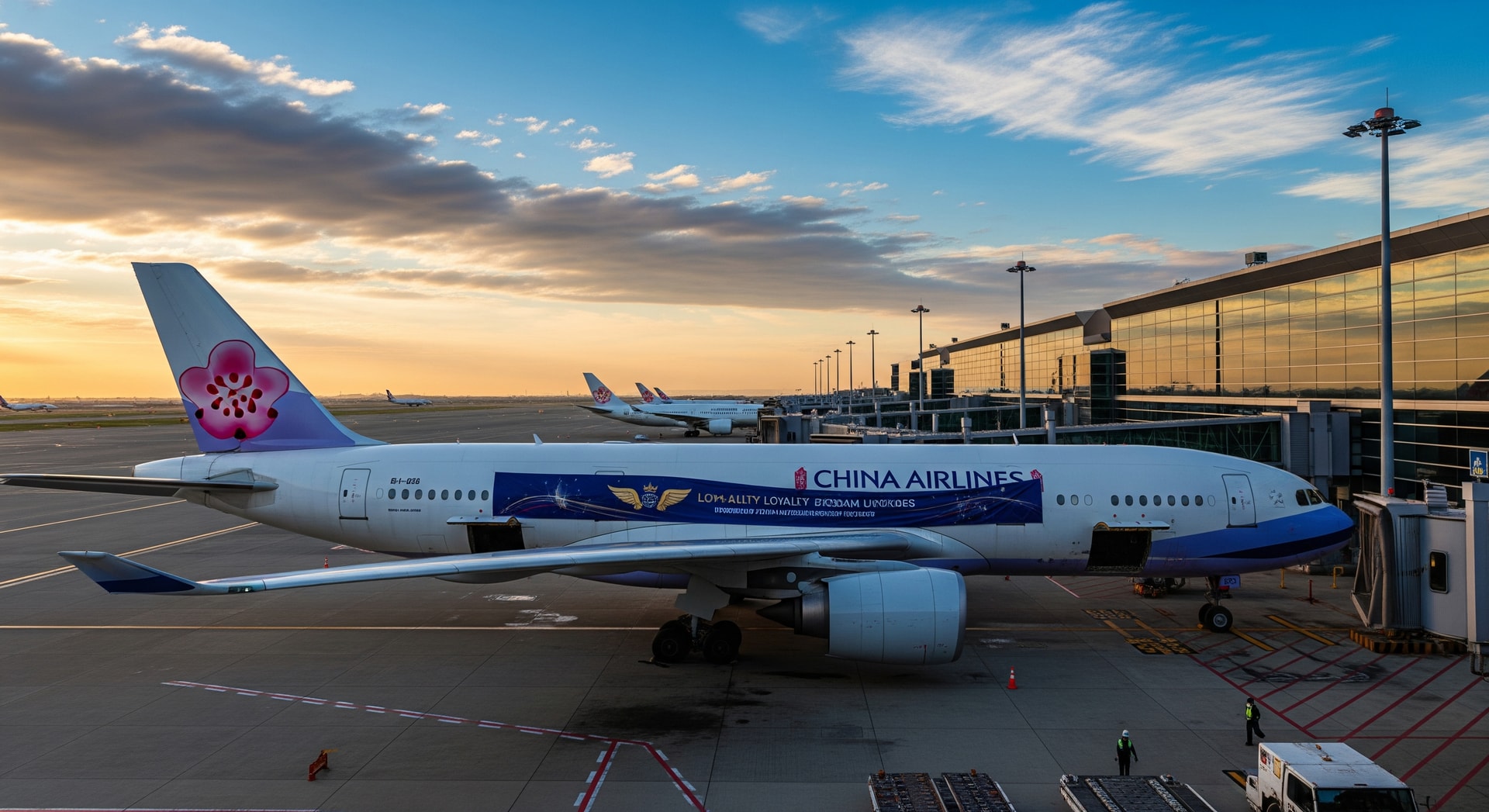 China Airlines aircraft at an airport gate representing loyalty program updates