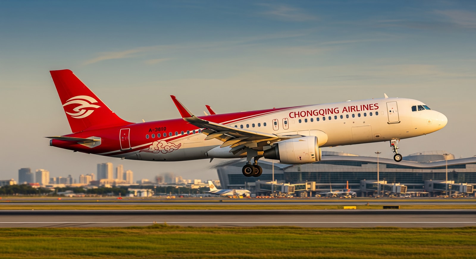 Chongqing Airlines Airbus A320neo arriving at Suvarnabhumi Airport, illustrating the new Chongqing to Bangkok direct route