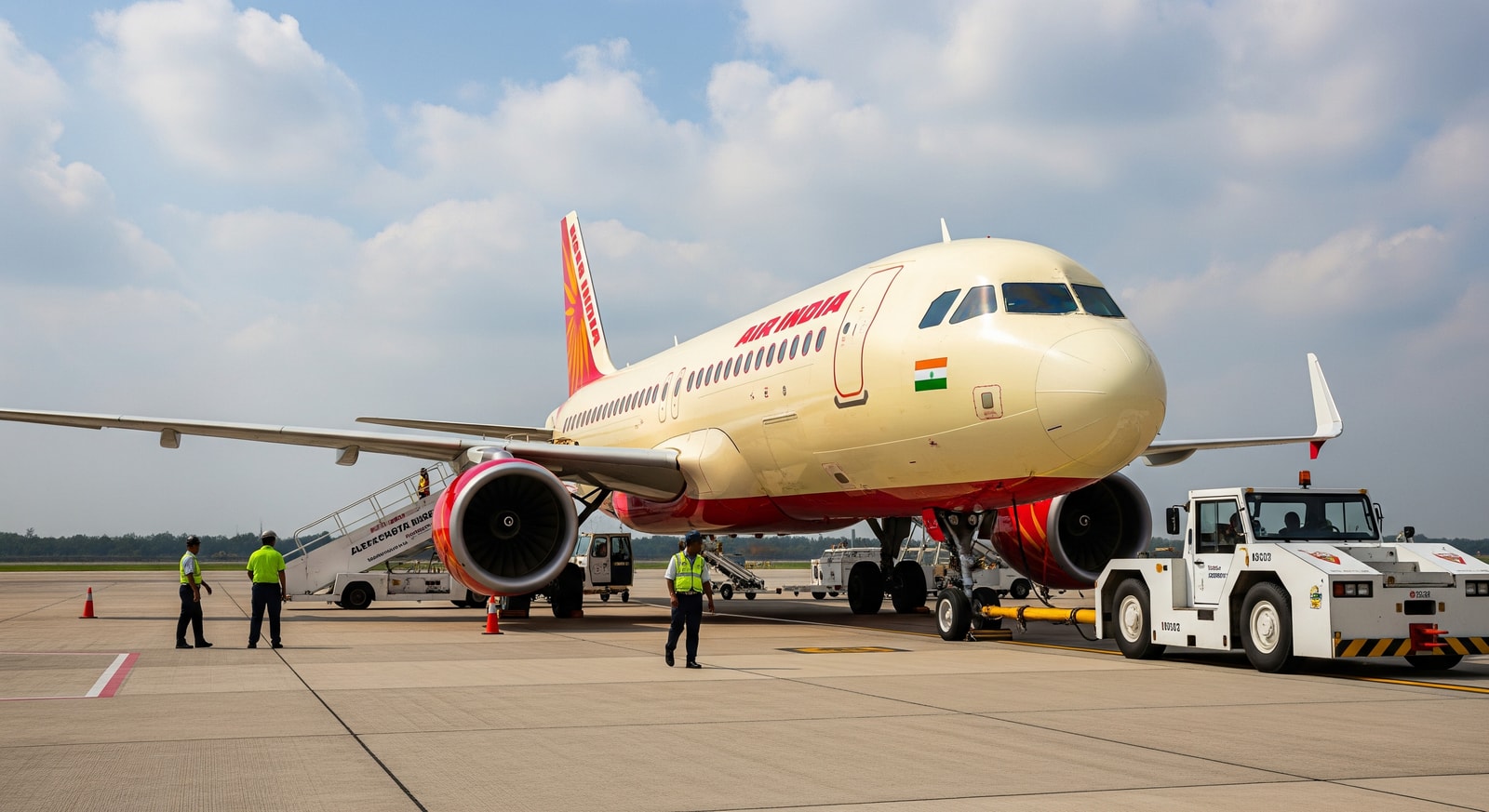 Air India A320‑neo at an airport apron, symbolising scrutiny over aircraft certification and safety compliance
