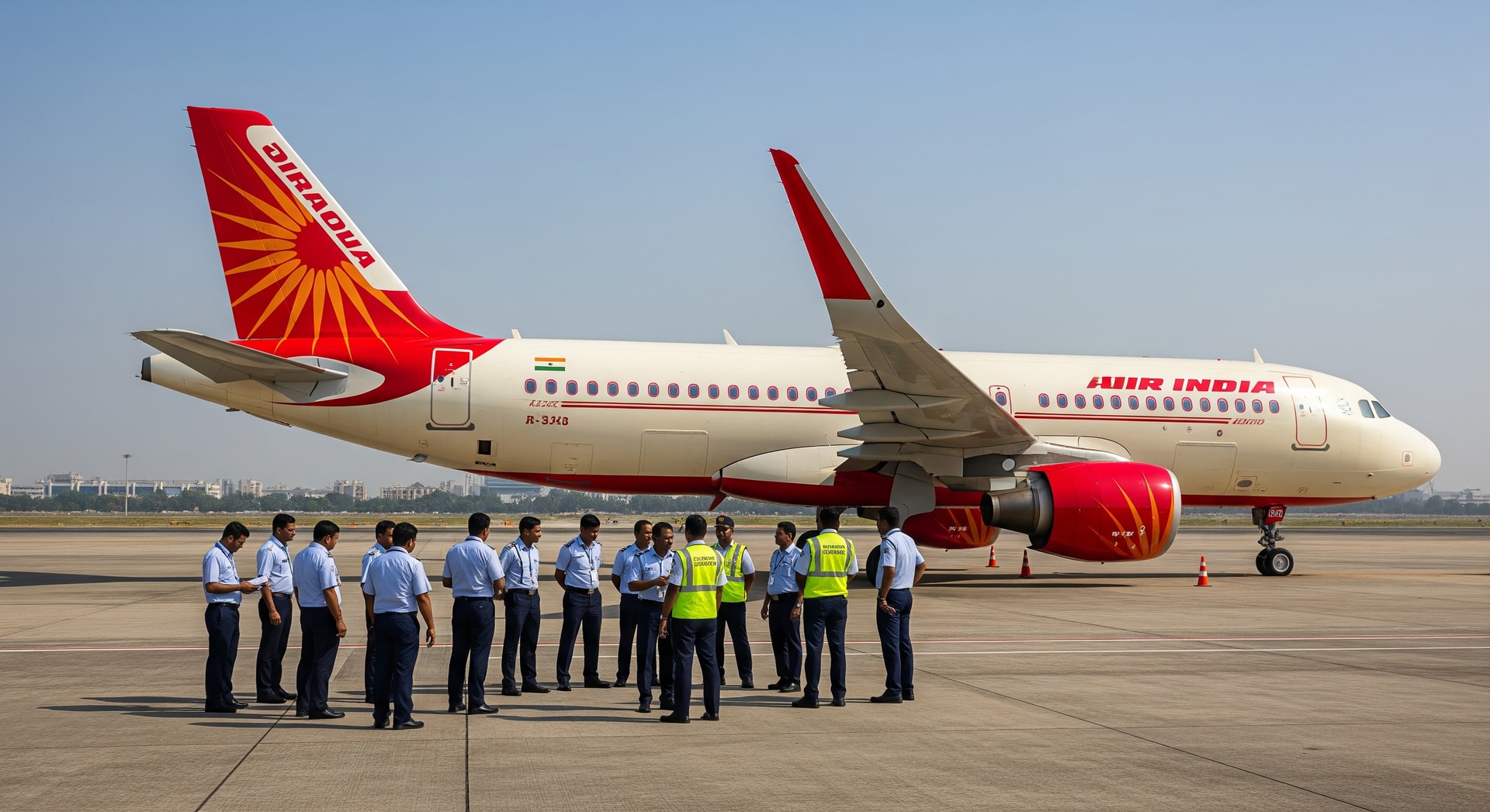 An Air India A320‑neo on the tarmac at an Indian airport, representing regulatory scrutiny over aircraft certification