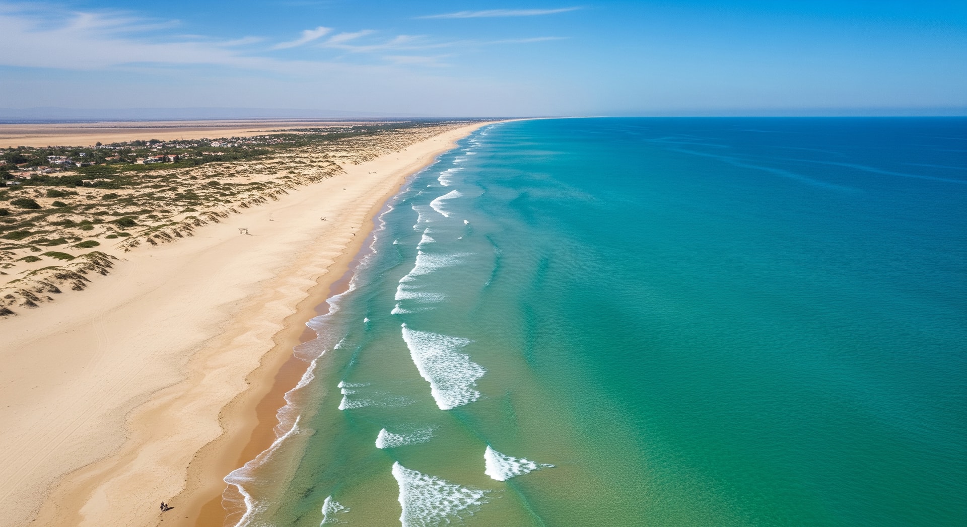 Coastal view of sandy beaches and turquoise waters on Djerba Island, Tunisia