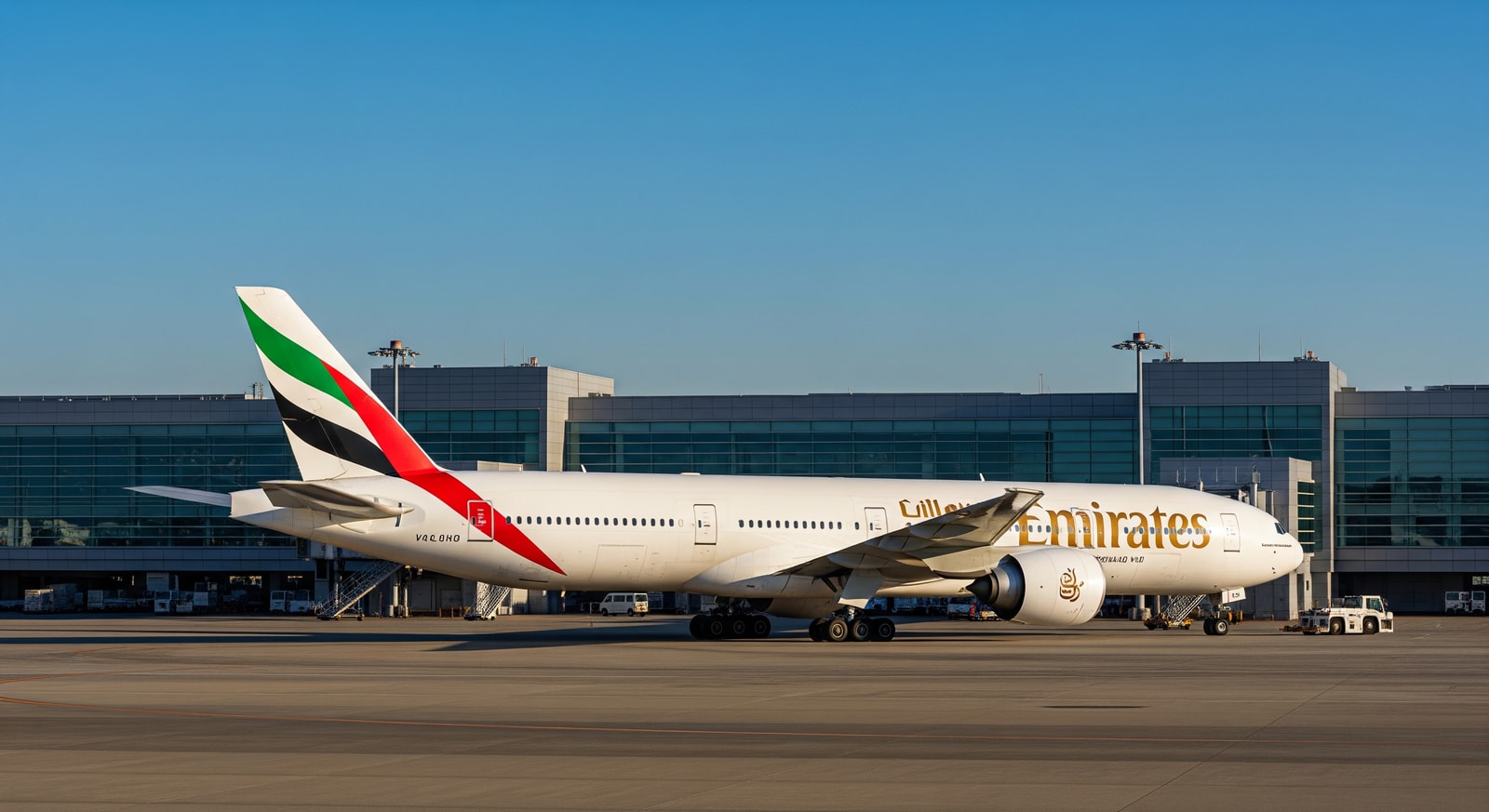 Emirates Boeing 777-300ER at Tokyo Narita airport illustrating the new service and connectivity improvements