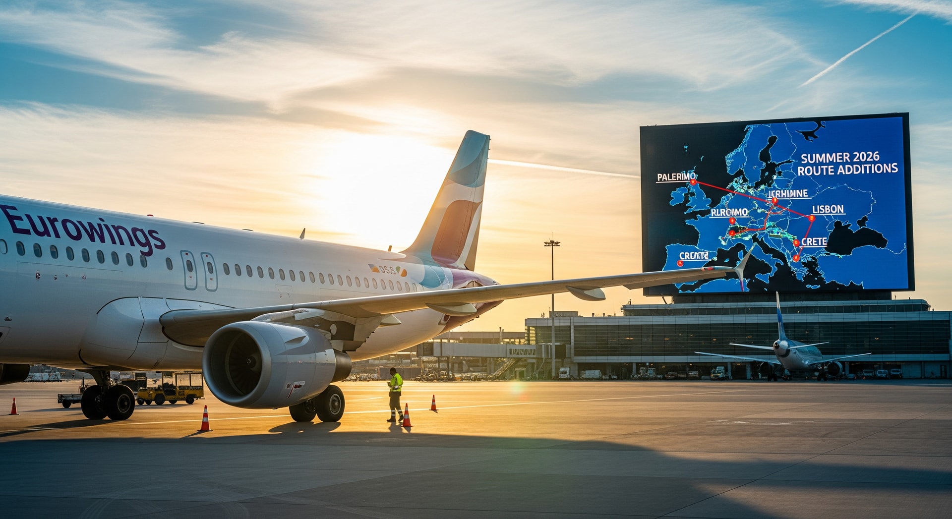 Eurowings aircraft on the tarmac representing summer 2026 route additions