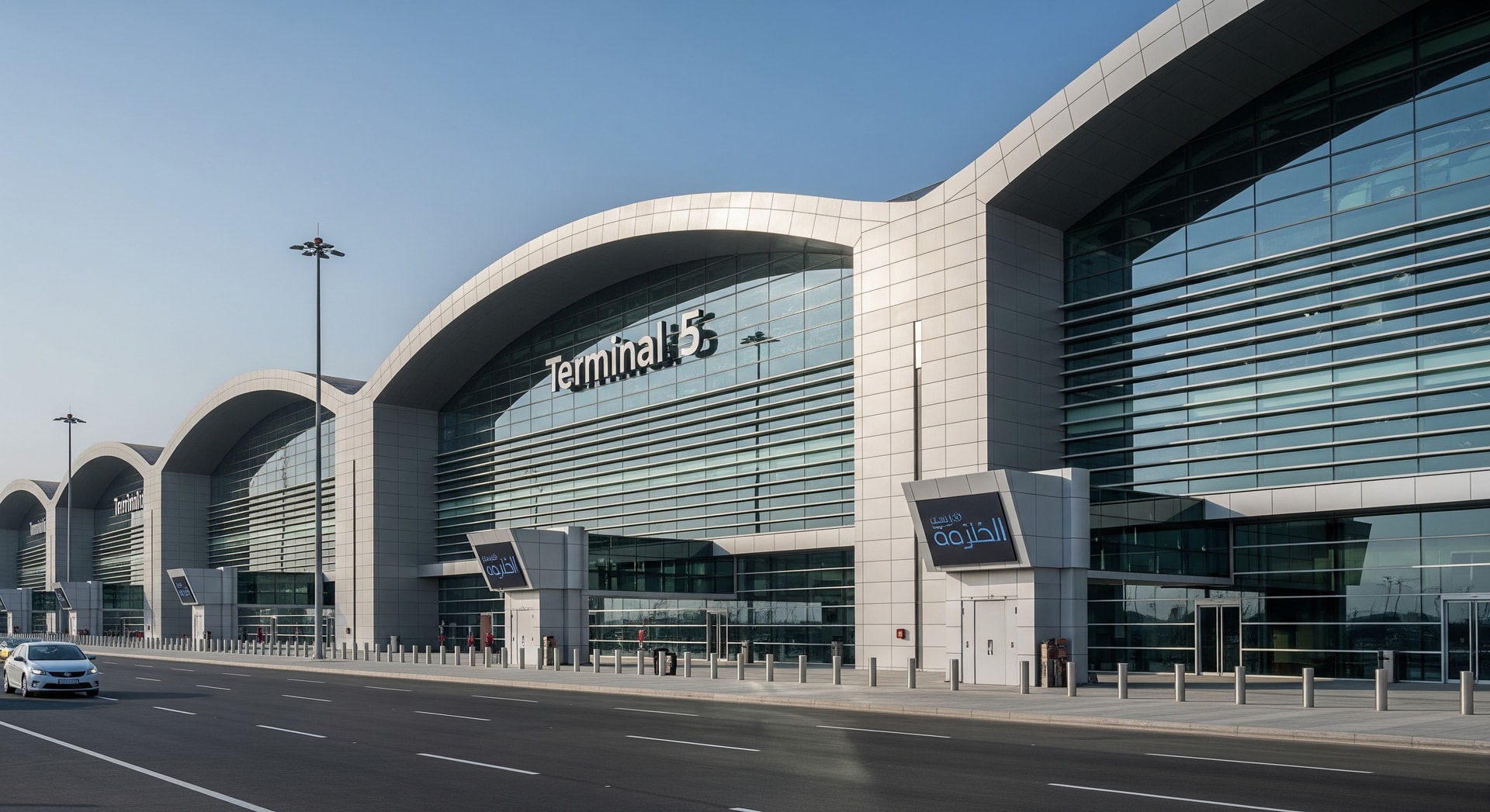 Exterior view of Terminal 5 at King Khalid International Airport in Riyadh