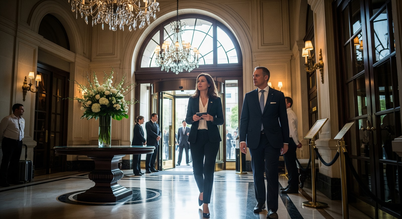 Forbes Travel Guide inspectors and luxury hotel entrance during awards season