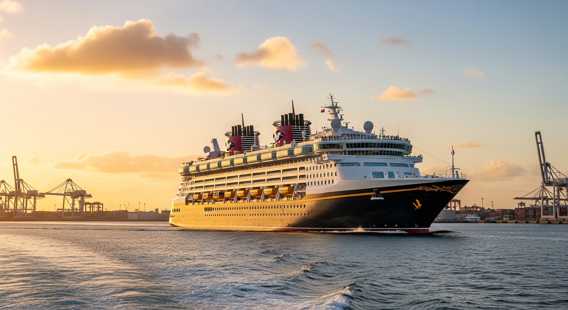 Disney Wonder cruise ship departing an Australian port during its final season