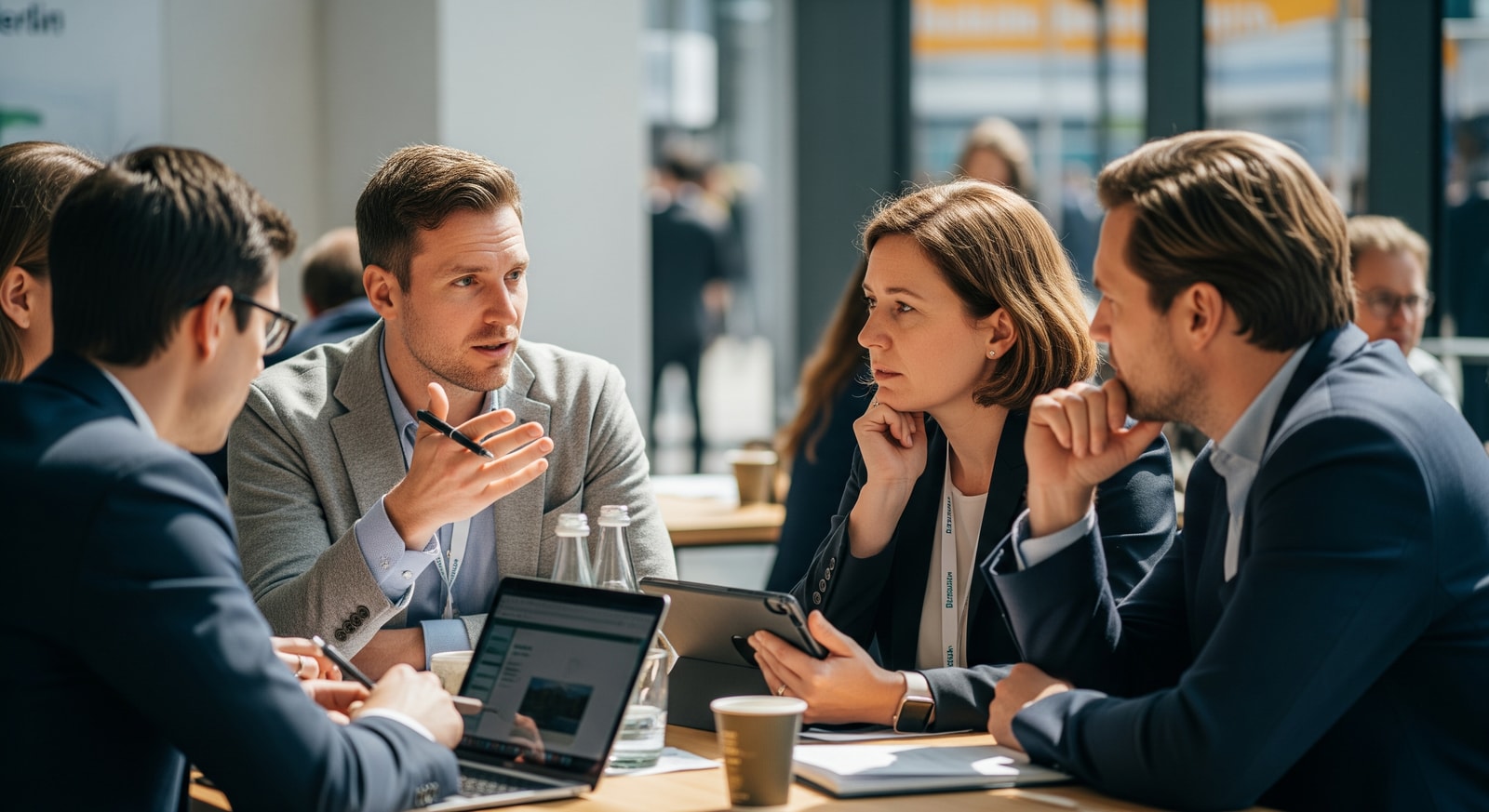 Delegates at ITB Berlin discussing artificial intelligence and sustainable tourism