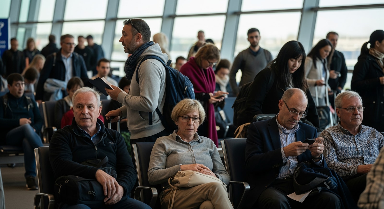 Travellers at an international airport illustrating global tourism trends and travel sentiment