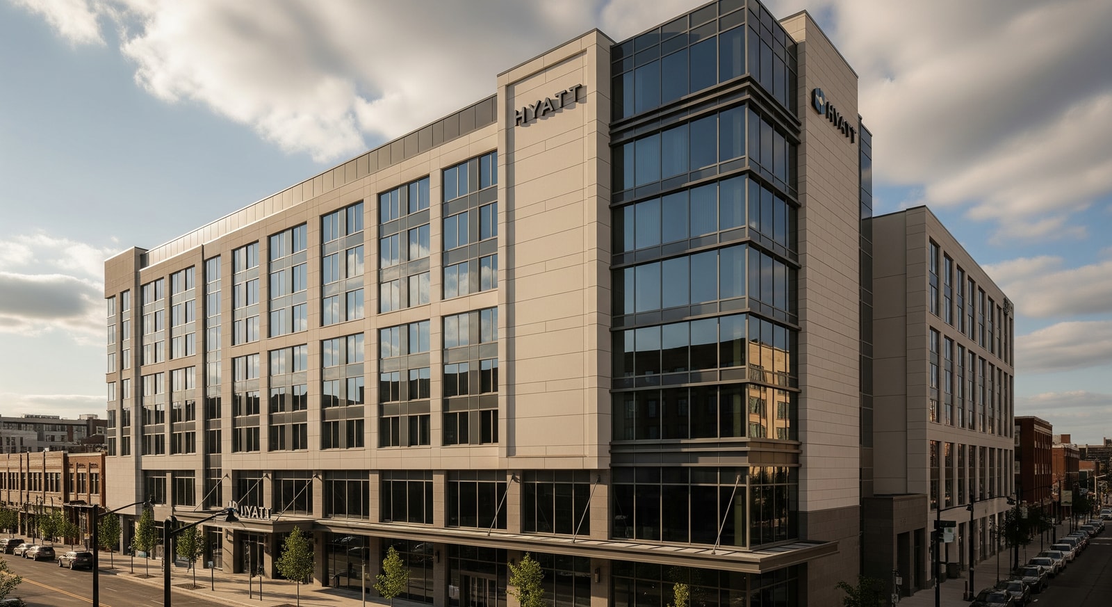 Hyatt hotel exterior showing recent property openings and branded signage