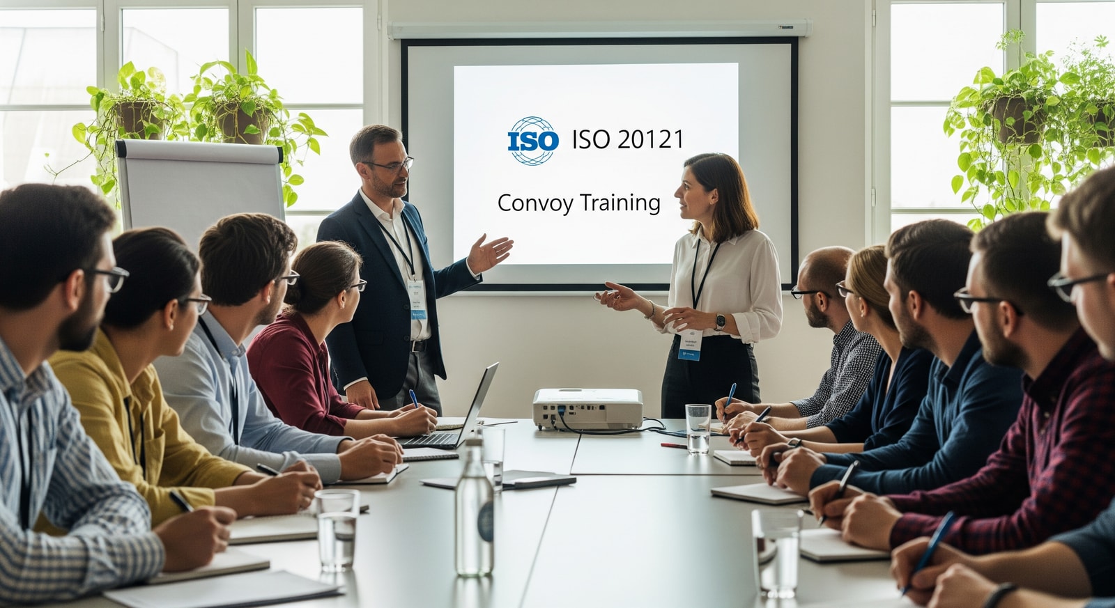 Event professionals participating in a sustainability workshop for ISO 20121 Convoy training
