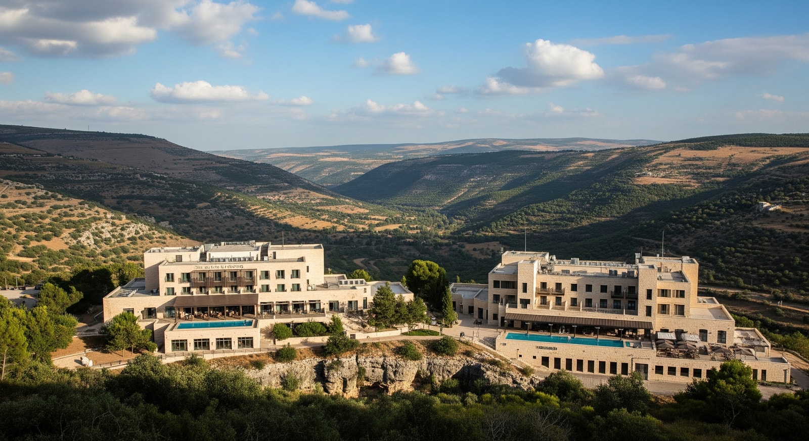 Galilion and Kfar Giladi hotels set against the Upper Galilee landscape