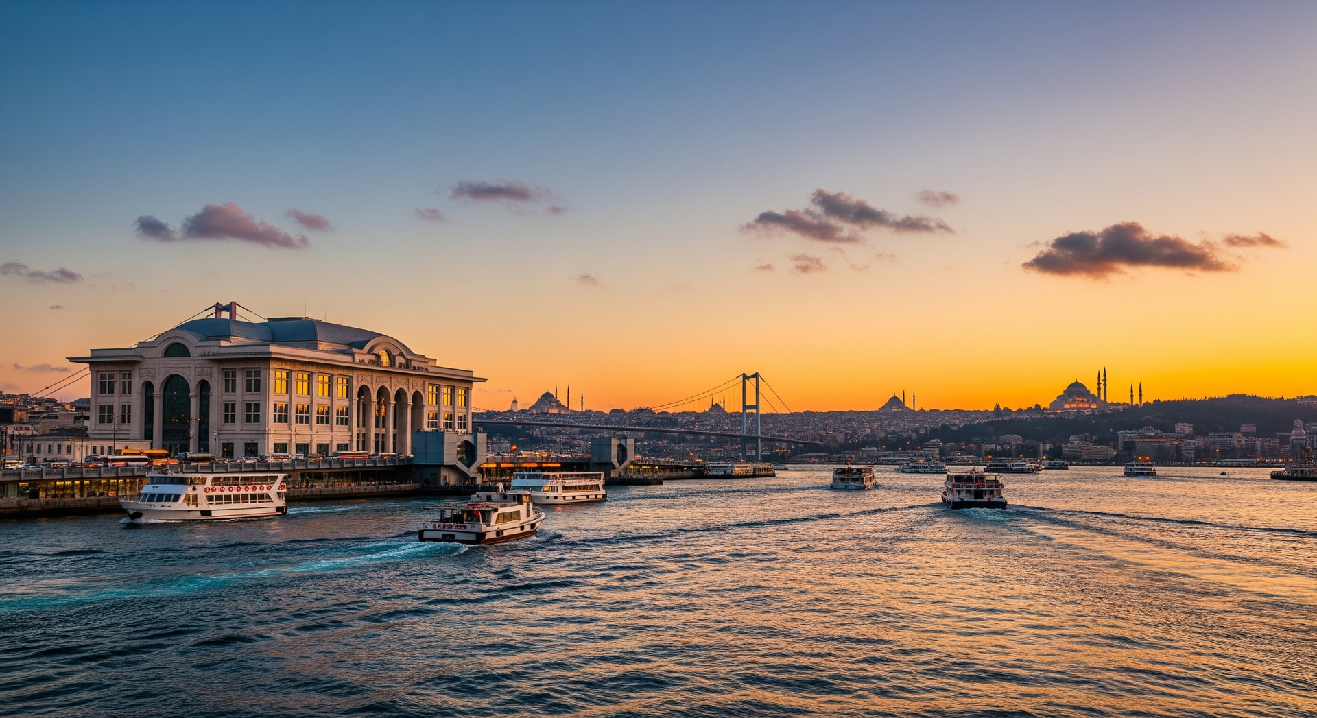 Istanbul skyline with conference centre and Bosphorus — venue for Aviation Health Conference 2026