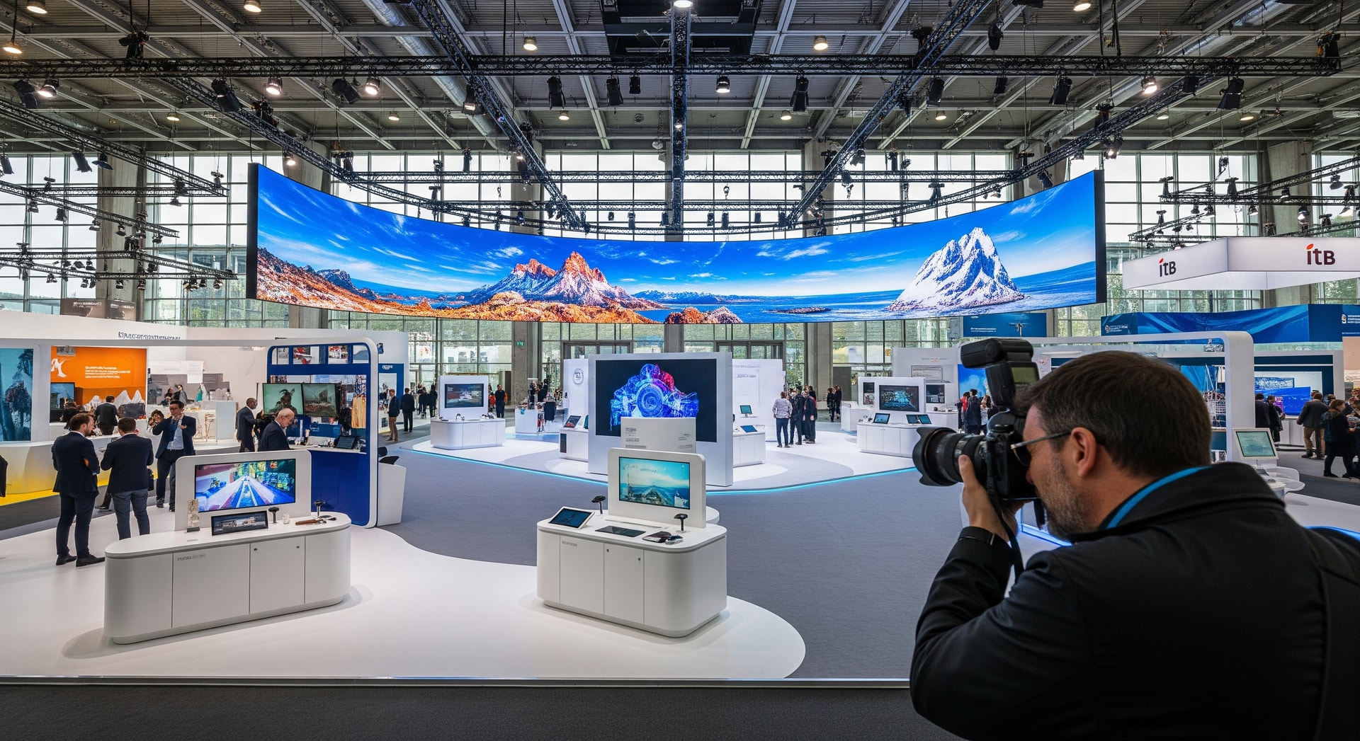 ITB Berlin exhibition hall showcasing technology and travel innovators
