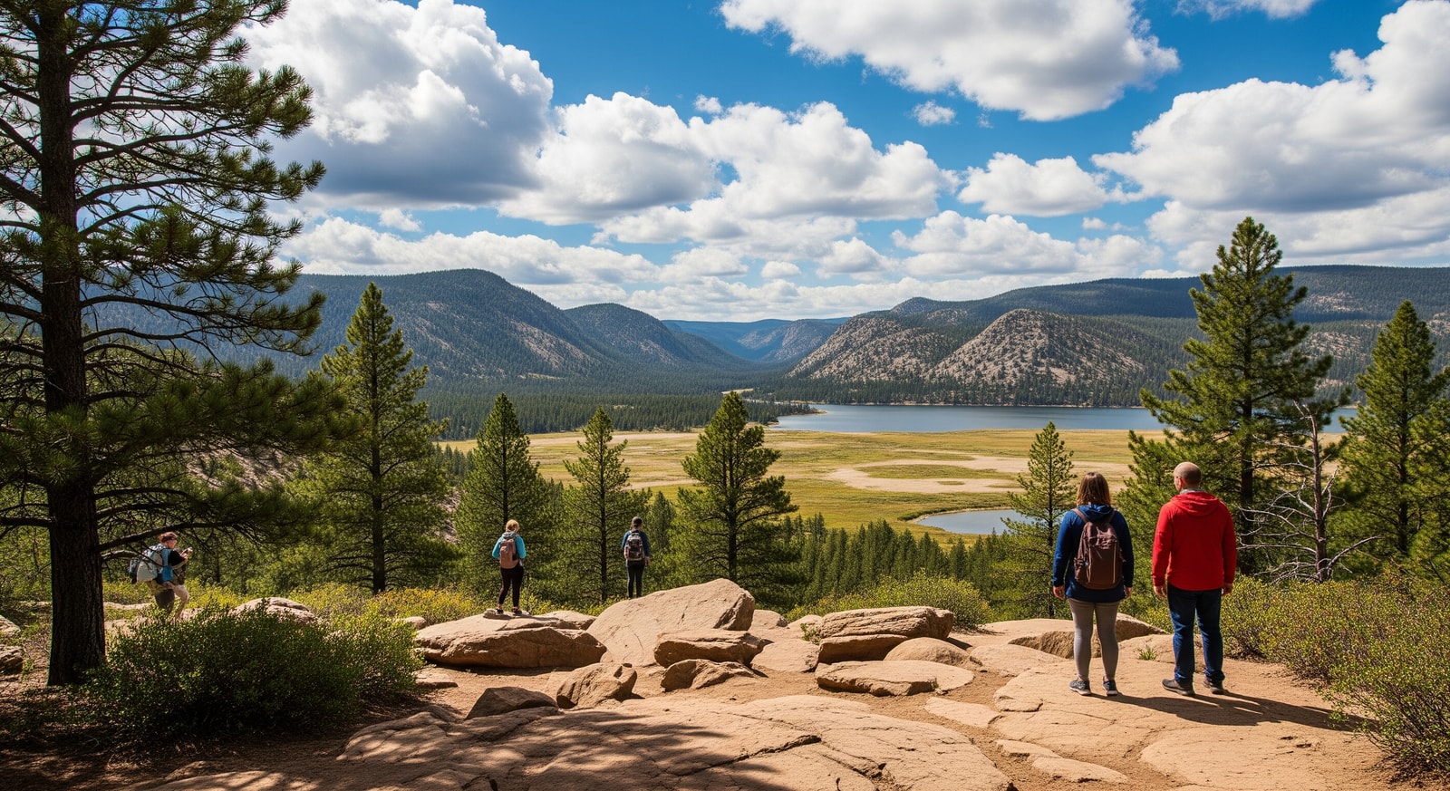 Hikers following a trail into Kings Canyon National Park's remote valley, offering solitude and wilderness