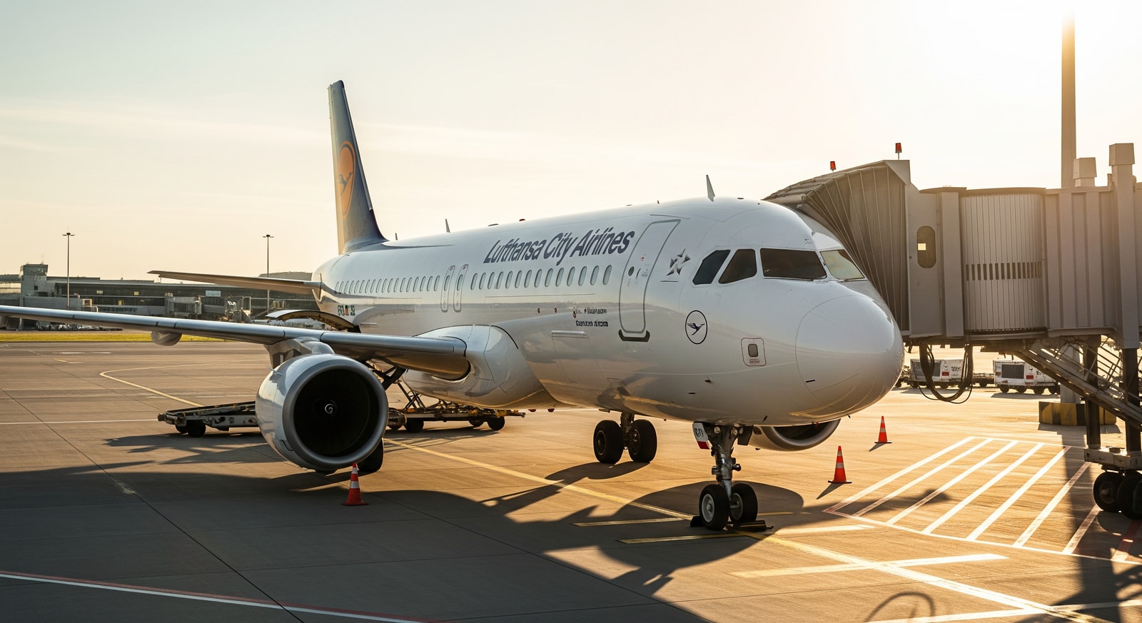 Lufthansa City Airlines Airbus A320neo at Frankfurt Airport gate, illustrating new short-haul routes in Europe