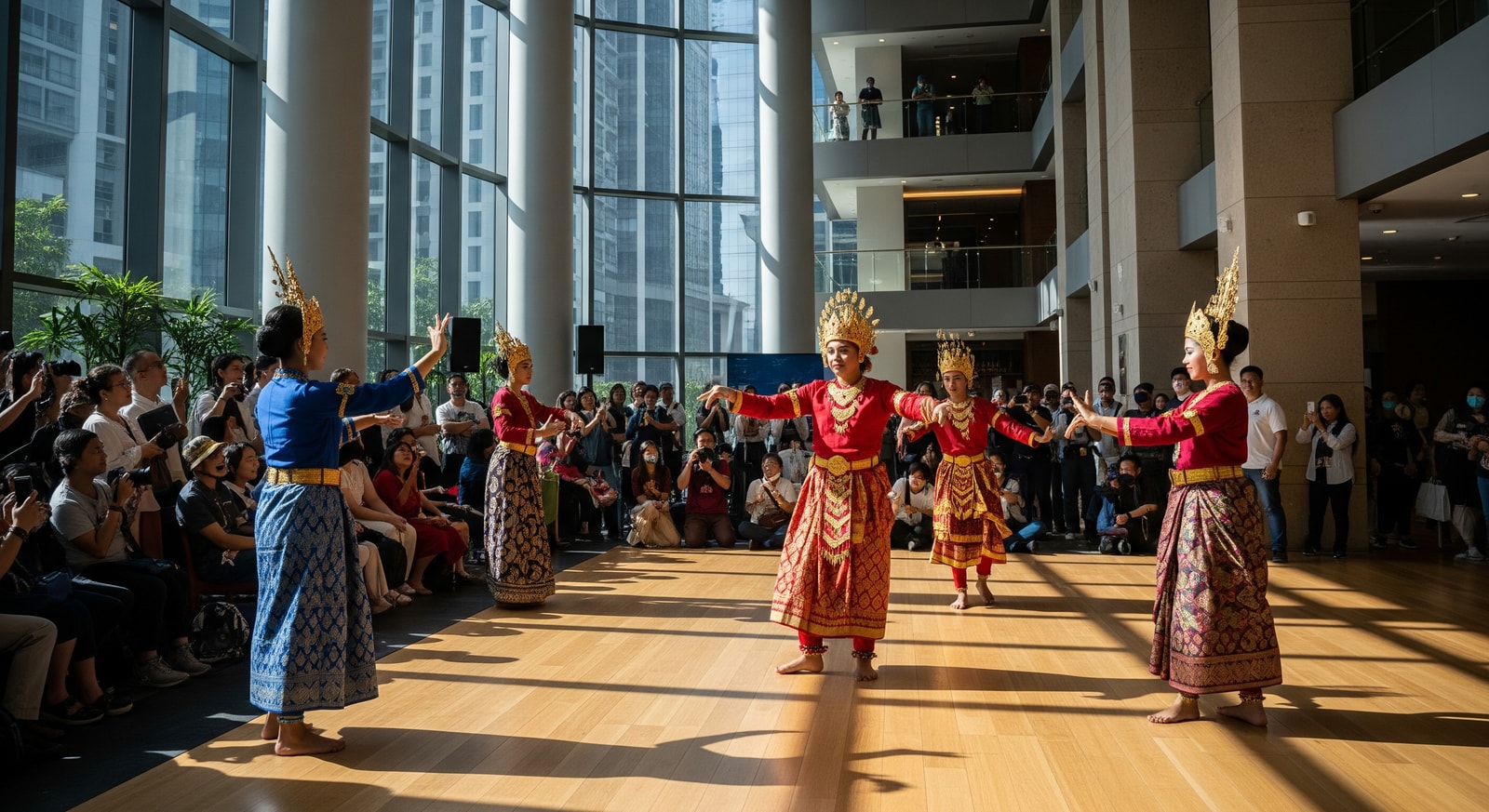 Visitors watching a traditional dance performance inside MaTiC, Kuala Lumpur during Visit Malaysia 2026