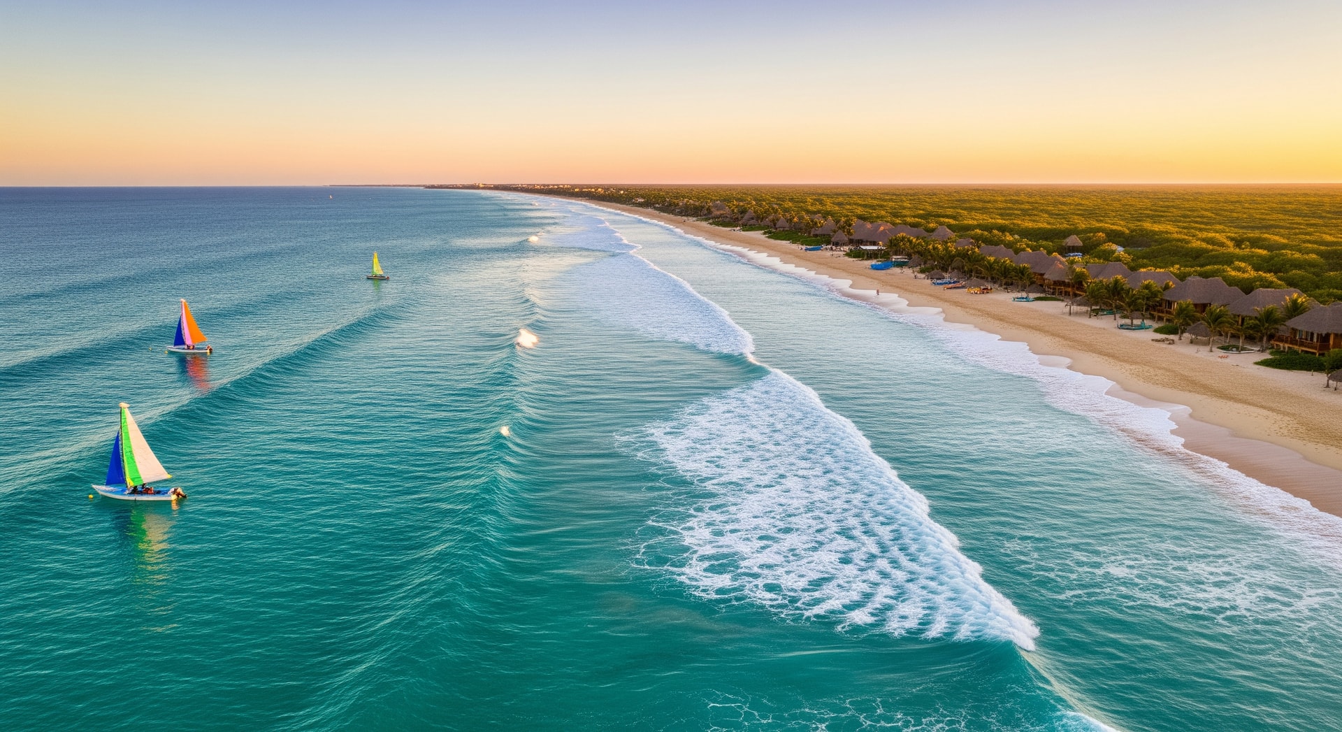 Mexican coastline with clear waters and coastal communities embracing sustainable tourism
