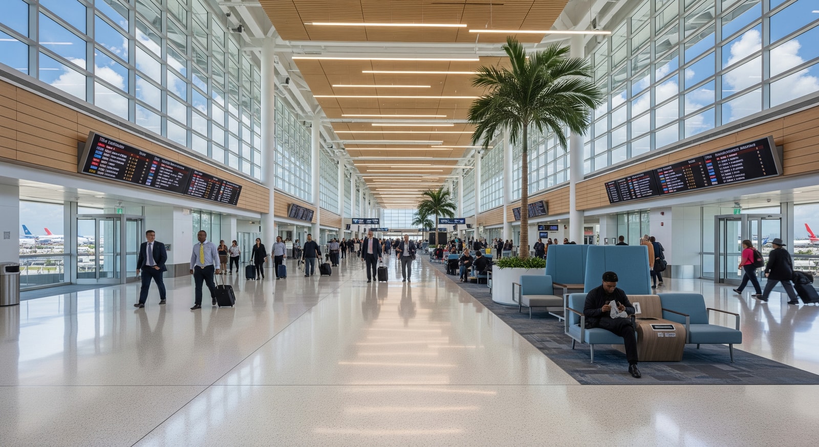Rendering of MIA Concourse D showing new gates and passenger circulation areas