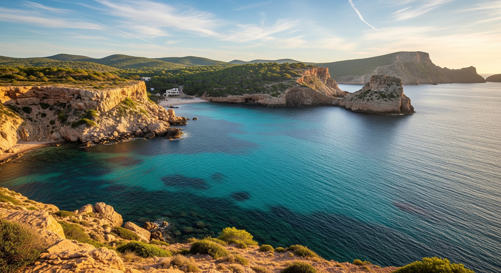 Coastal landscape in Portinatx, Ibiza, where Nômade Temple Ibiza is set to open in July 2026