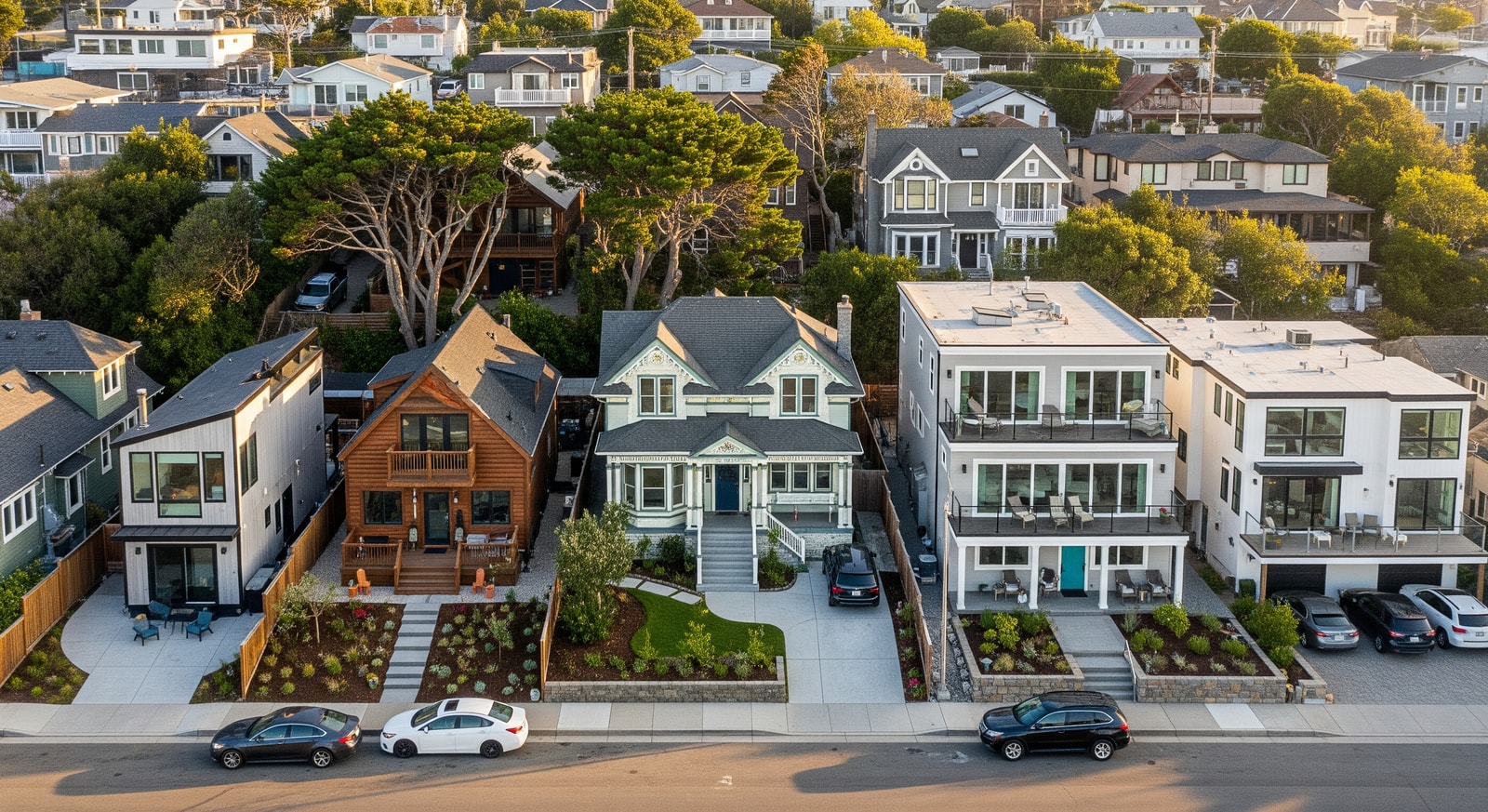 A neighbourhood of vacation rental properties reflecting diverse accommodation types in the US vacation rental market