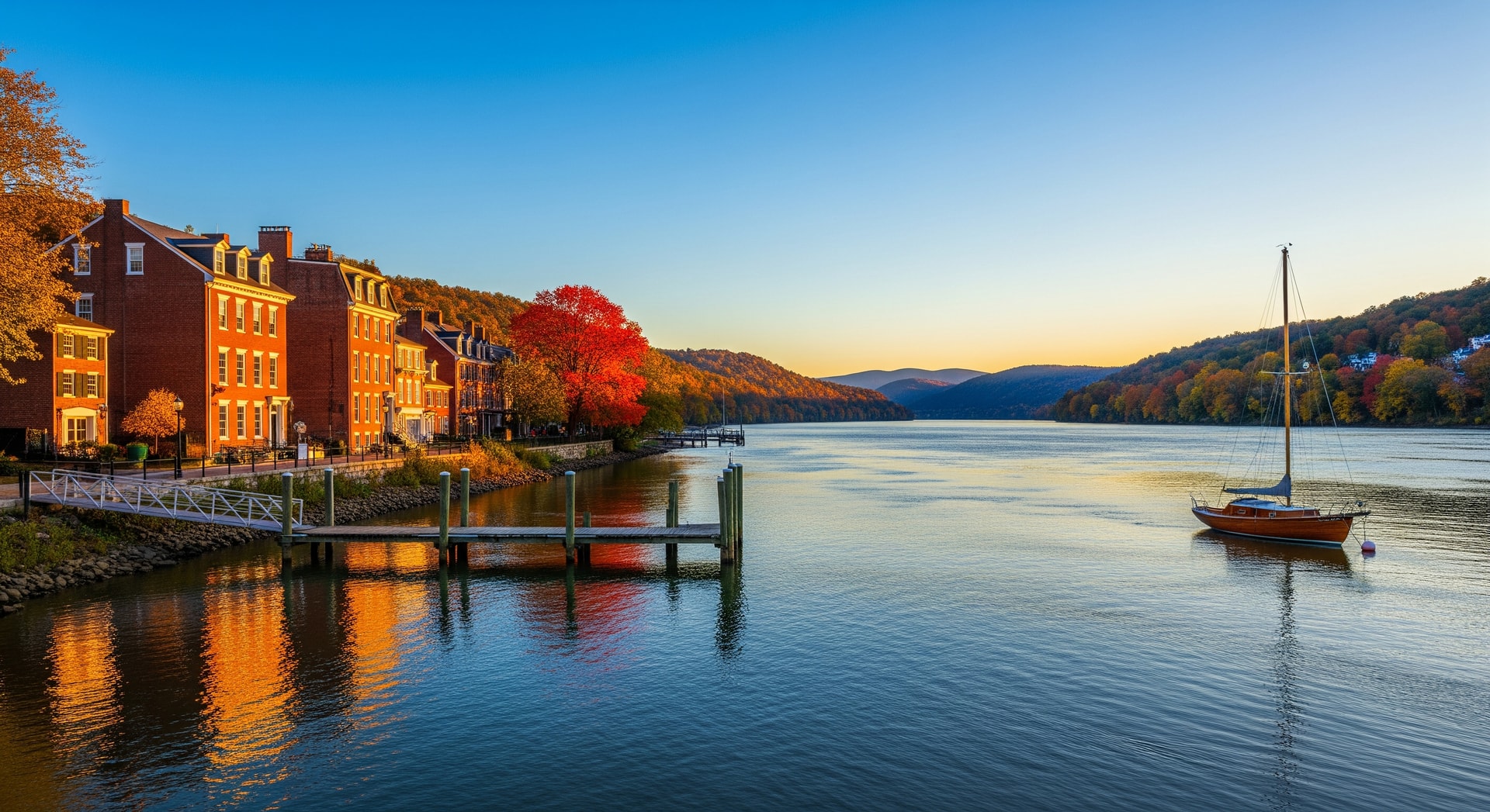 Scenic Hudson Valley town along the river, popular for NYC weekend getaways