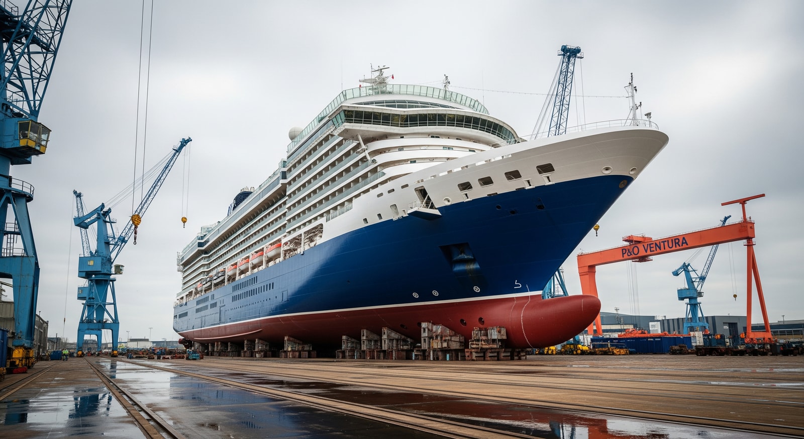 P&O Cruises Ventura at Damen Shipyard in Rotterdam during drydock