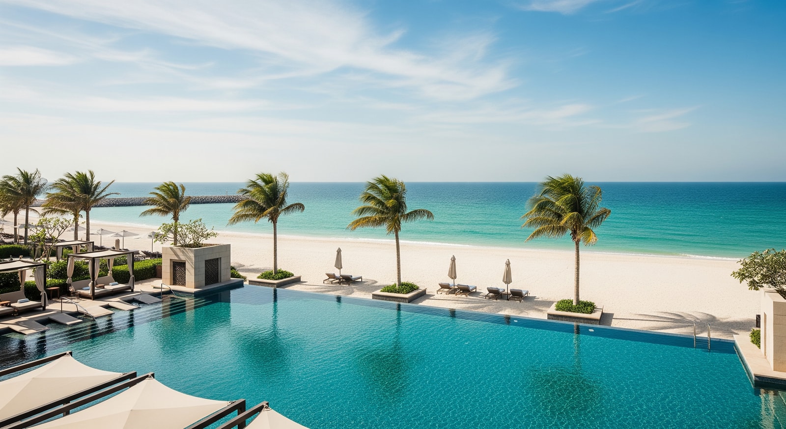 Rixos Al Mairid Ras Al Khaimah beachfront resort pool and beach area