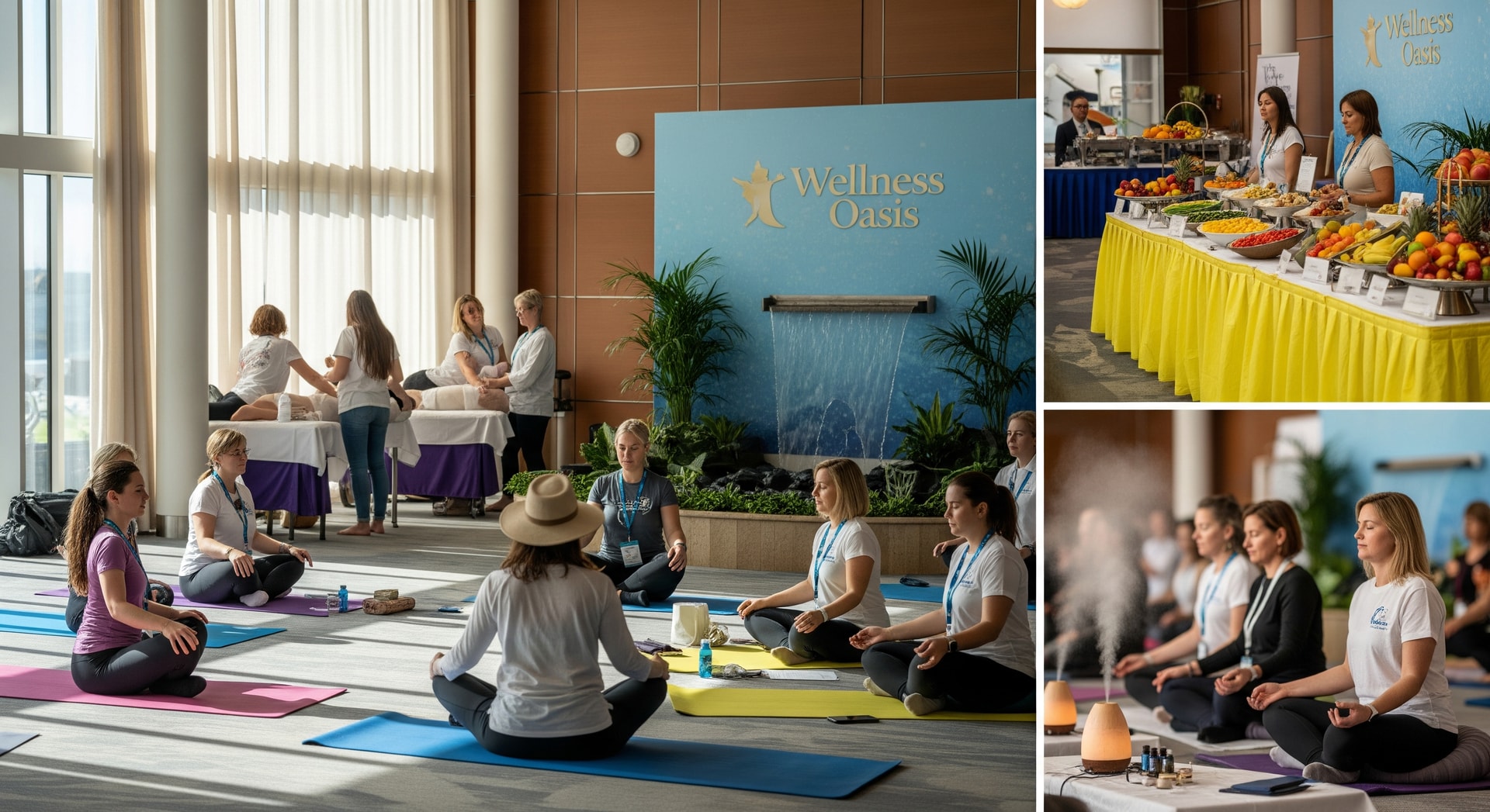 Attendees experiencing wellness programming at a cruise conference Wellness Oasis