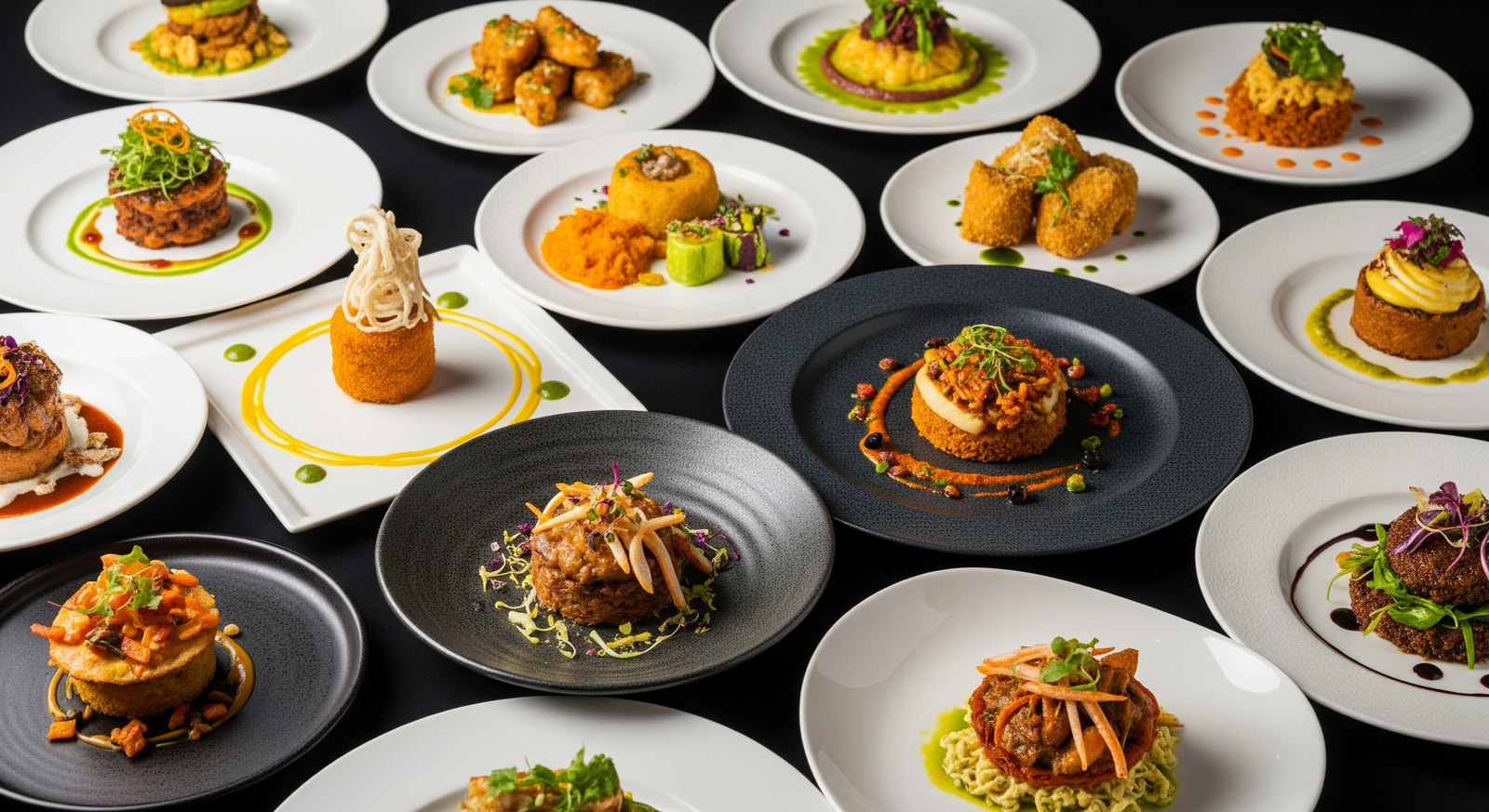 SoBo 20 plated dishes inspired by New Orleans Mardi Gras menu showcasing Creole and French-influenced cuisine in Mumbai