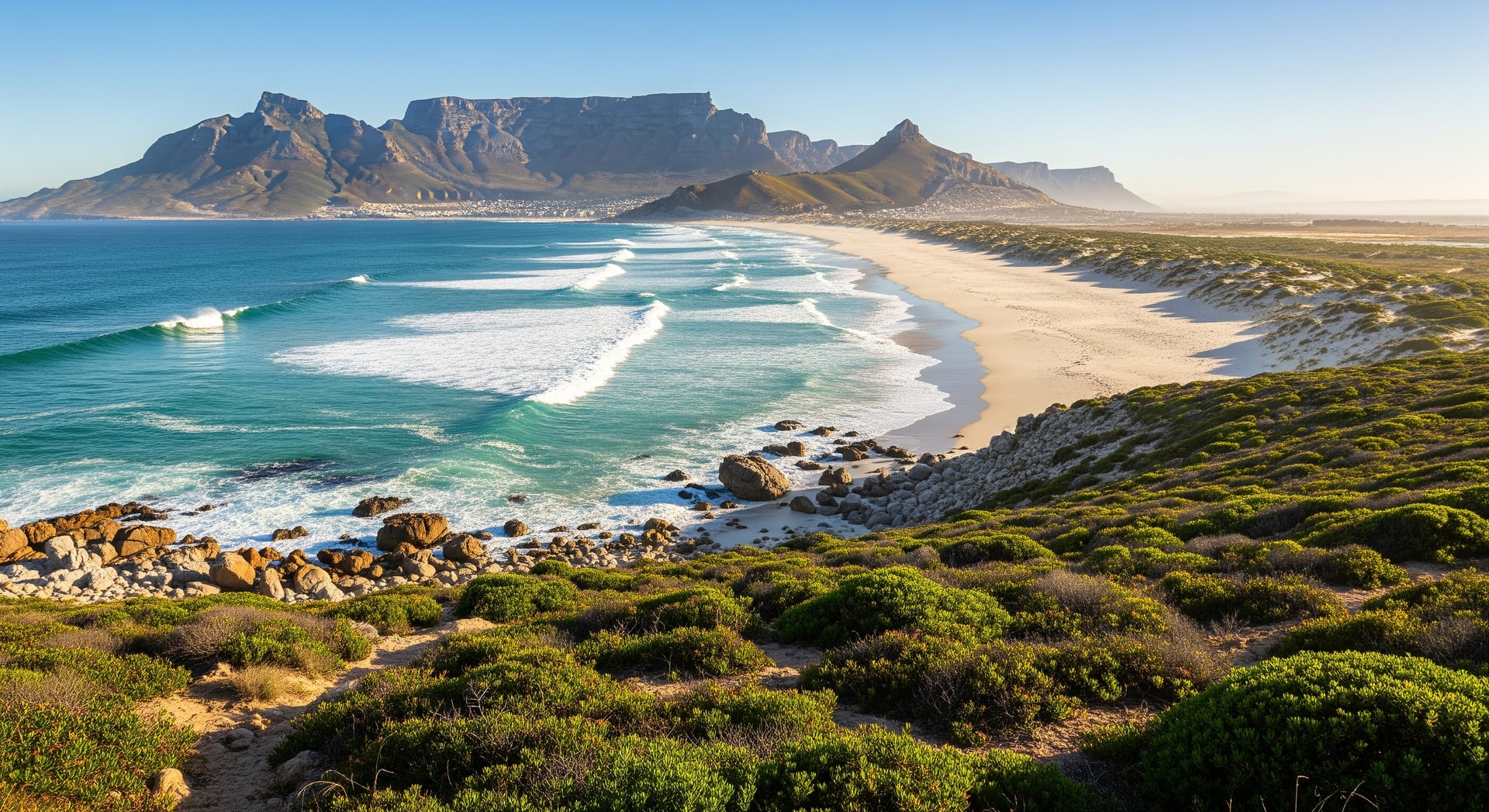 Scenic view of South African landscape with coastline and national park scenery