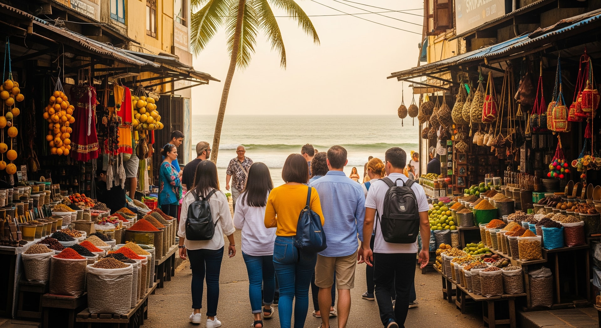Tourists in Colombo with urban and coastal background illustrating Sri Lanka tourism trends