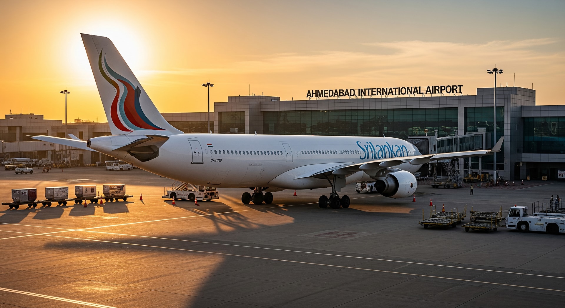 SriLankan Airlines aircraft on the tarmac, symbolising new Ahmedabad route to Colombo