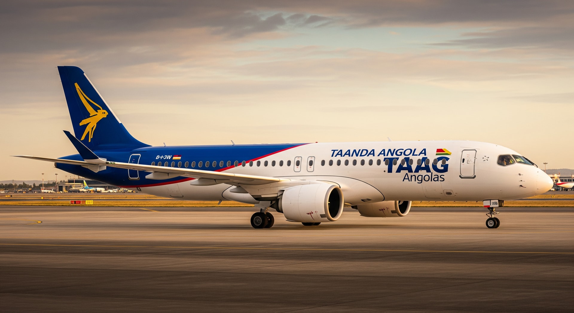 TAAG Airbus A220-300 at Dr. António Agostinho Neto International Airport in Luanda