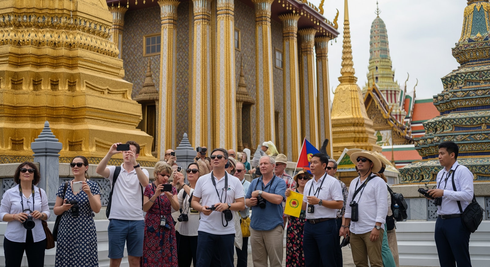 International tourists enjoying a cultural attraction in Thailand as arrivals increase
