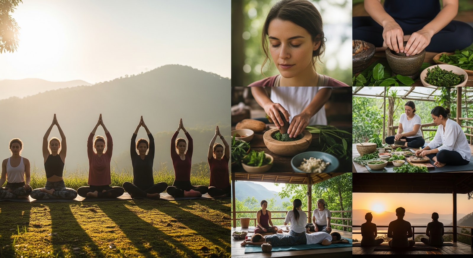 Tourists participating in a wellness retreat in Thailand's countryside