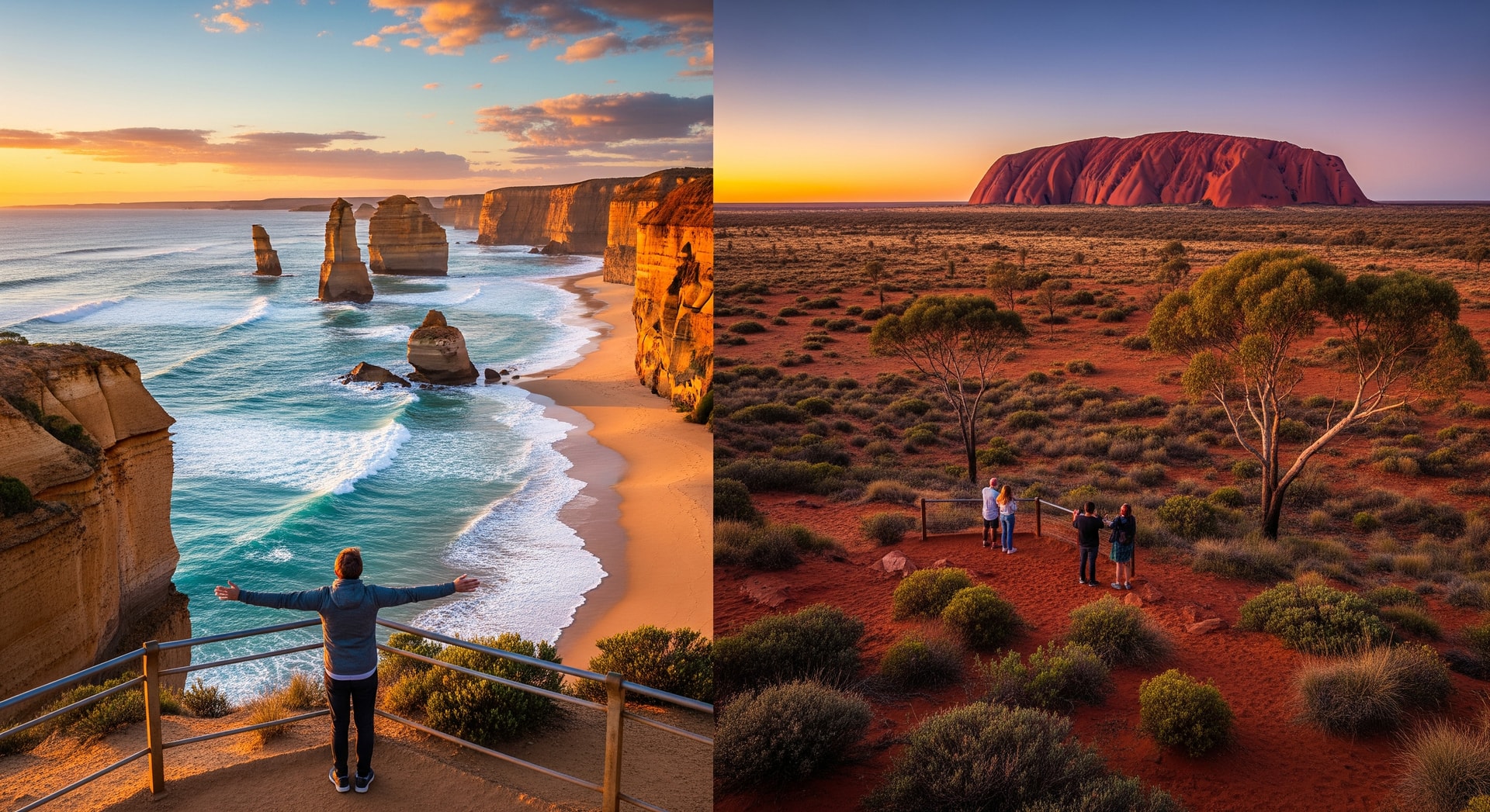 Promotional imagery showing Australian landscapes and visitors used in Tourism Australia campaigns