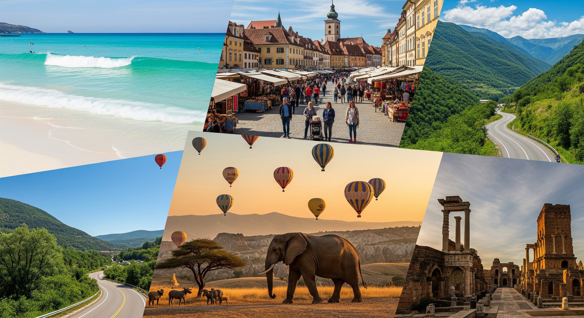 TUI Romania launch branding showing holiday imagery and travel destinations