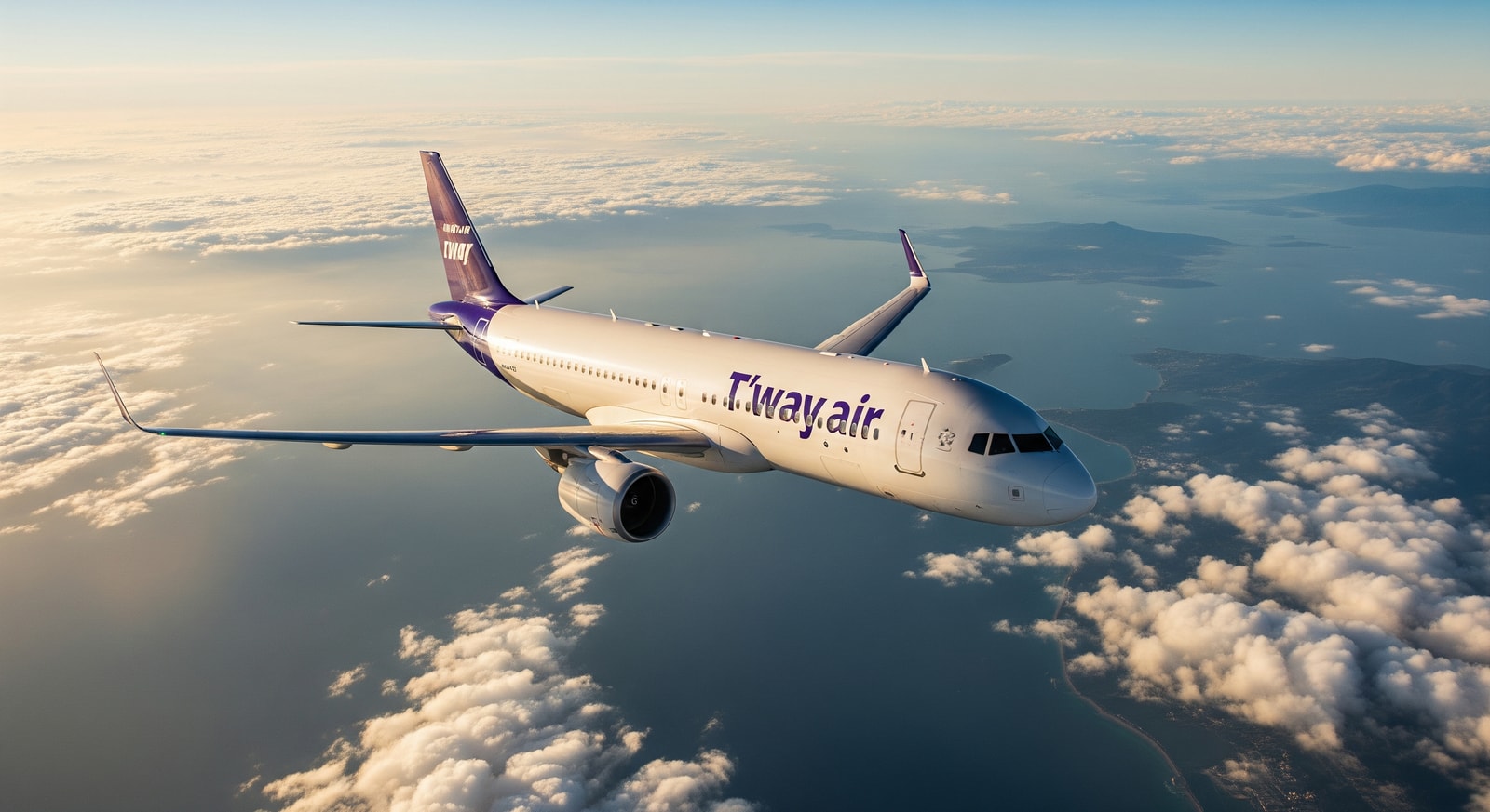 T’way Air Incheon–Jakarta route illustration showing air connection between Seoul and Jakarta