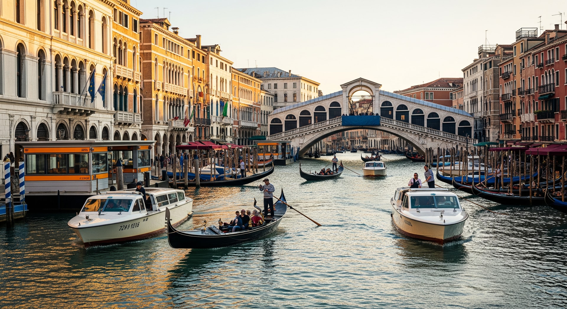 Venice canals with historic buildings and tourists, highlighting Venice 2026 cultural season and sustainable tourism