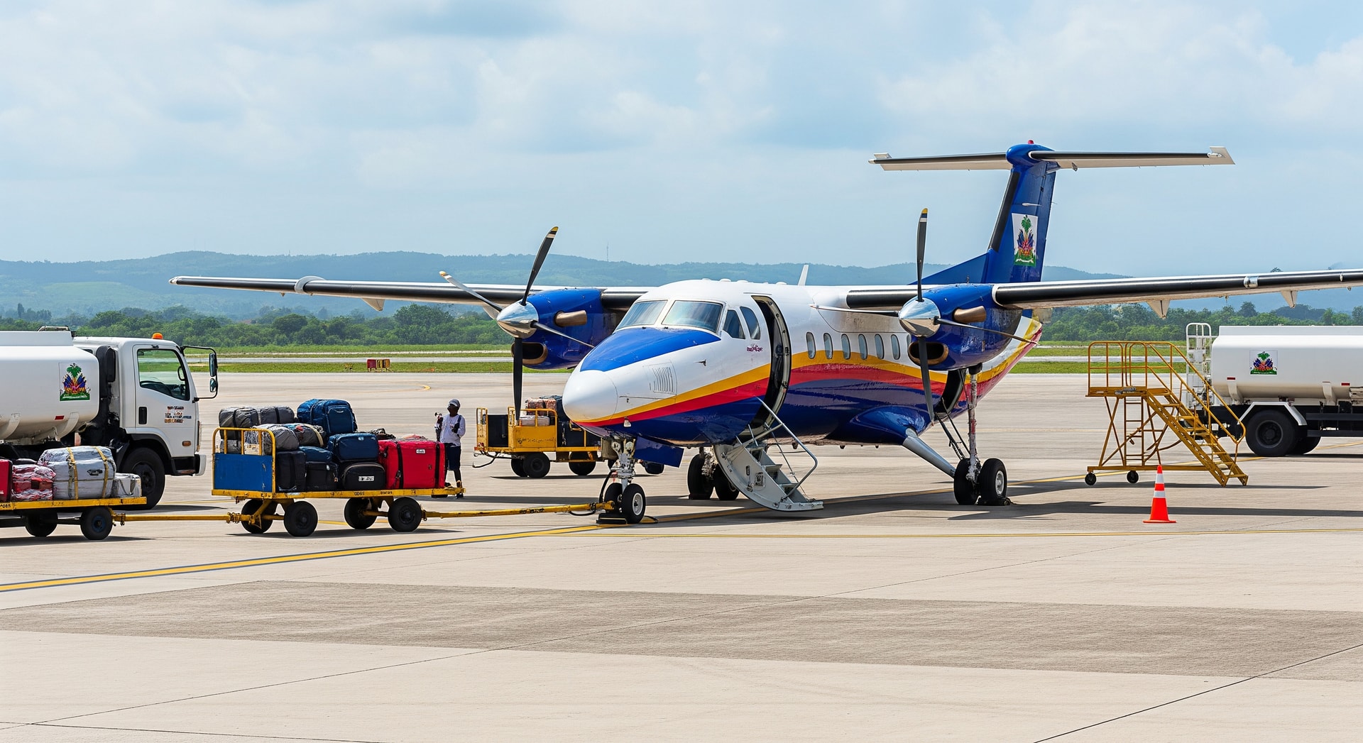Aircraft on the tarmac representing regional airline operations in Haiti